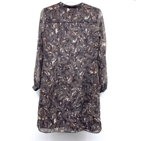 Ann Taylor Brown Feather Long Sleeve Shirt Dress - Picture 5 of 8